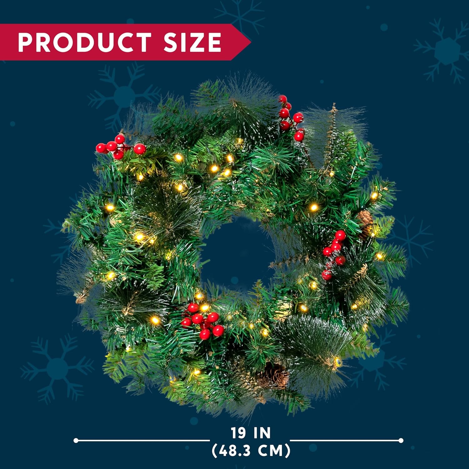 19 inç LED Işıklı Noel Çelengi - Outdoor Lighting Battery Operated incelemesi ve fiyatı